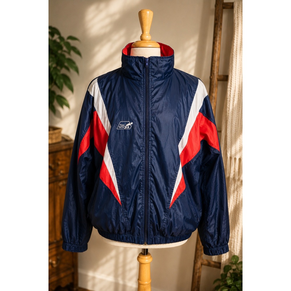 Vintage 90s Bald Eagle Retro Windbreaker XL Made in Canada Colorblock Jacket